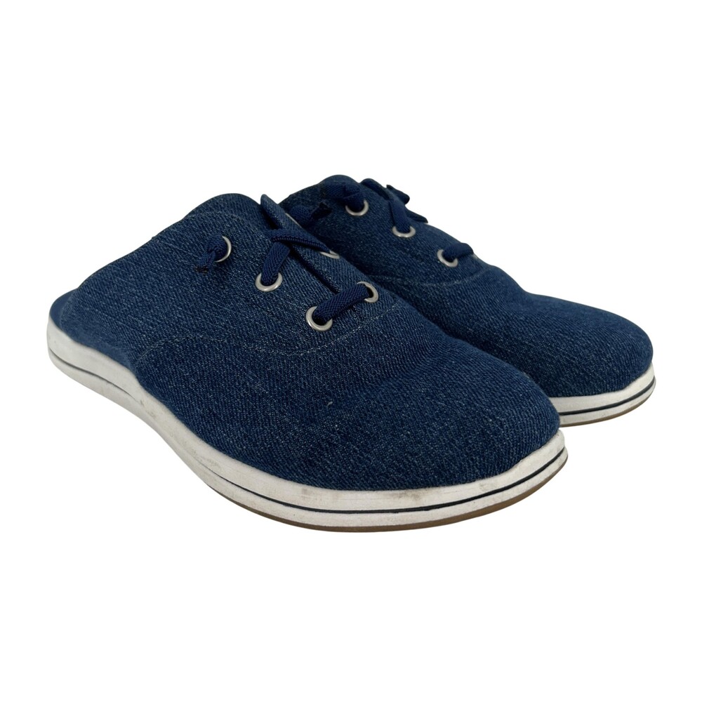 Clarks Cloudsteppers Shoes Womens Size 8 Blue Denim Slip On Mule Comfort Walking